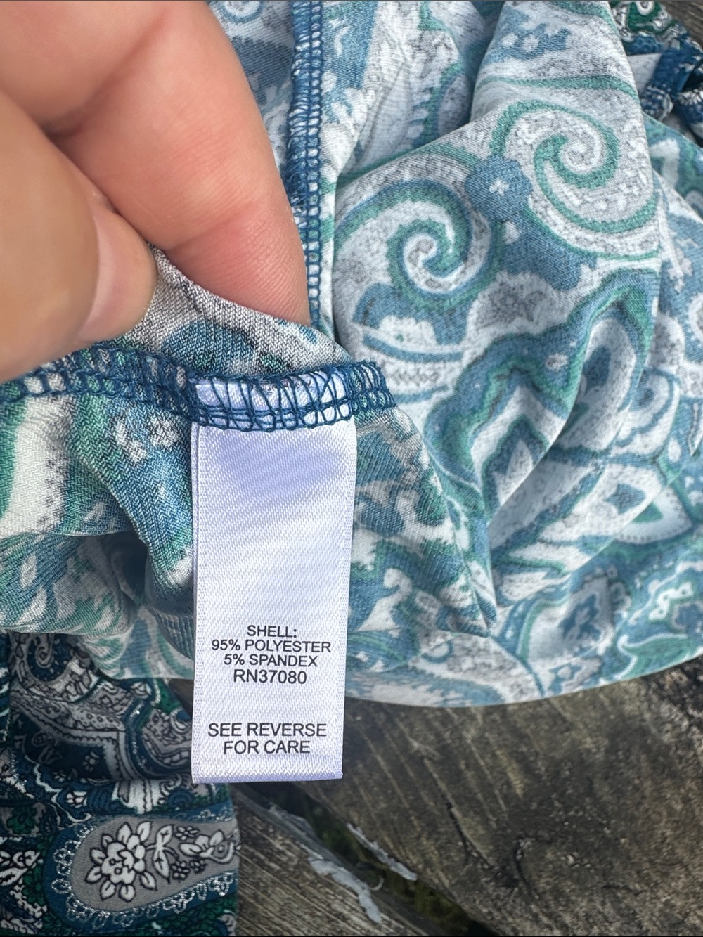 Cato Teal, Navy and White Paisley Long-Sleeve Tunic - Picture 6 of 7